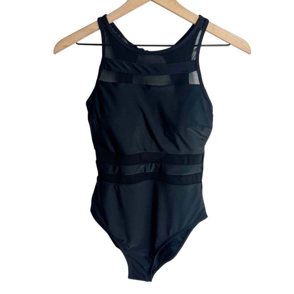 Holipick Black Mesh One Piece Women Swimsuit Medium Brand New